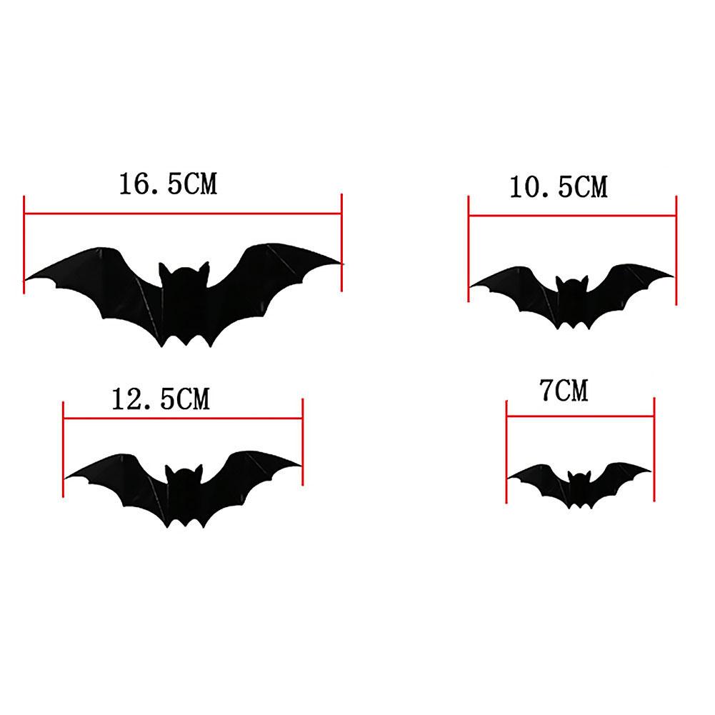 12/16pcs Halloween Decoration 3D Black PVC Bat Halloween Party DIY Decor Bar Room Halloween Party Scary Decos Props Wall Sticker