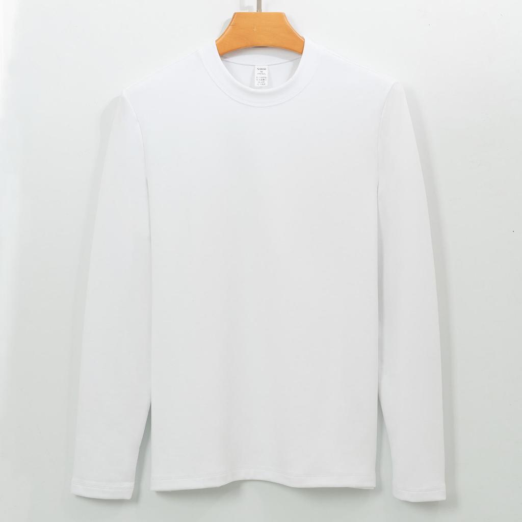 Premium Men's White Long Sleeve Moisture-Wicking Antibacterial Heating T-Shirt