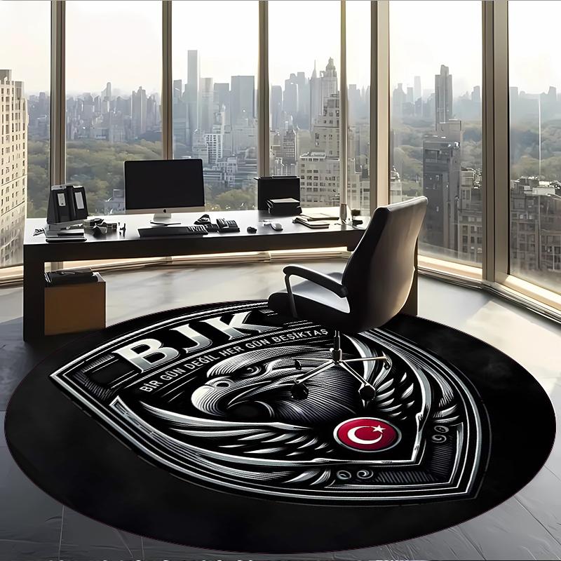 Bjk Fc (1) Round Office Rug Decorative Floor Rug for Office Bedroom Living Room and Home Space