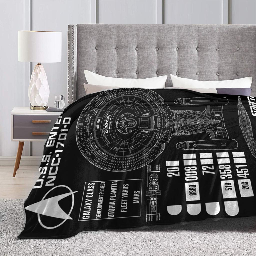 Stars Treks The Next Generation U.S.S. Enterprise Chart Flannel Blanket for Couch Bed Travel Funny Bedspread Sofa Bed Cover