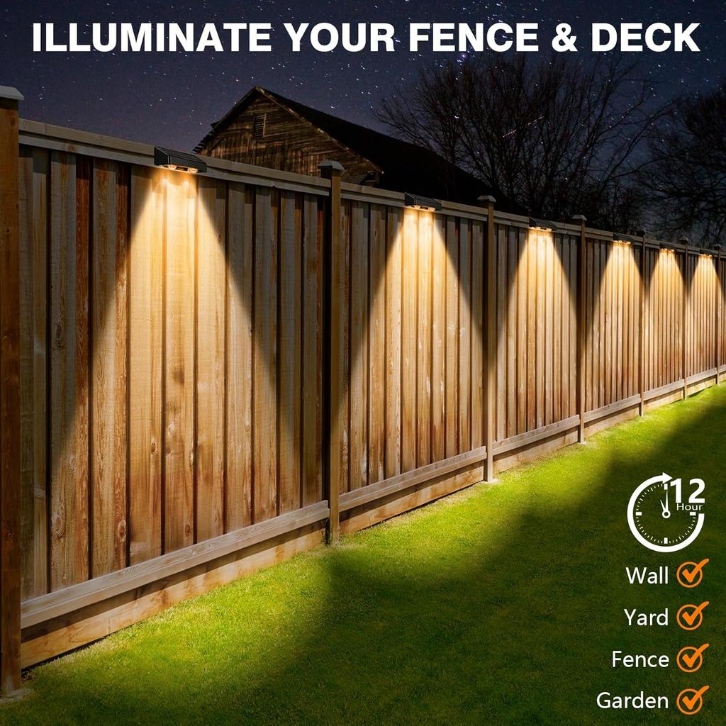 Solar Fence Lights Outdoor,9 Colors RGB Solar Lights for Fence Color Changing Deck Lights for Outside 11 Lighting Modes Waterproof Solar Wall Light