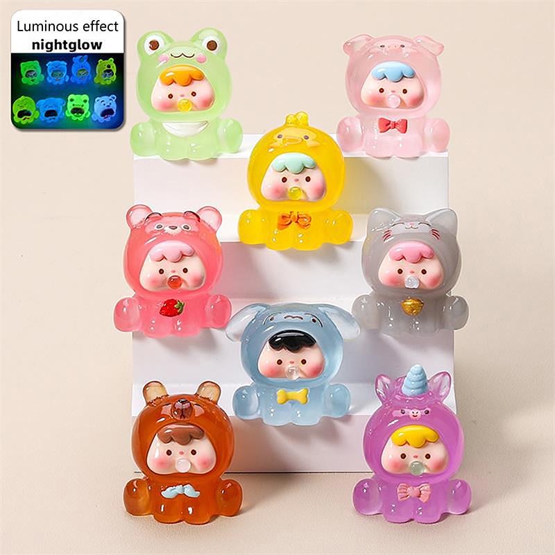 1/3Pcs/Bag Cute Luminous Animals Blowing Bubbles Doll Diy Home Decor Micro Landscape Ornament Car Accessories Dollhouse Toy Gift