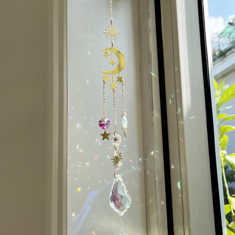 Crystal Sun Catcher Wind Chime Pendant Outdoors Room Window Hanging Pendants Prism Windchime Home Garden Decoration