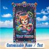 Cat Theme Beach Towel Personalized Custom Name & Text Soft Quick Dry Beach Towel for Swimming Travel