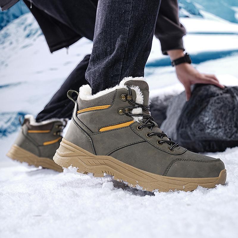 Large size winter large size outdoor lightweight warm hiking shoes piled and thickened men's high-top snow boots