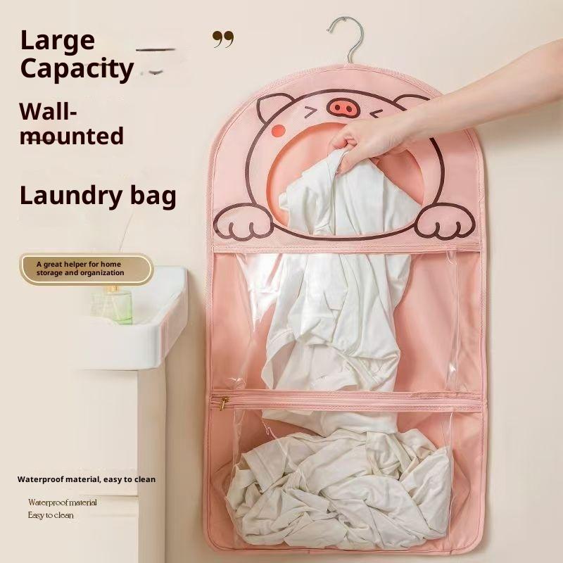 Playful Cartoon Hanging Bag Waterproof Wall Mounted Storage for Underwear Socks Multi Purpose Visible Organizer