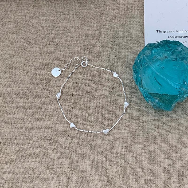 Fresh and Sweet Star-shaped Heart-shaped Blue Silver Bead Bracelet - Simple Pendant Jewelry for A Casual Look.