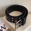 Leather Rivet Waist Belt Gothic Dress Jeans Belt American Women's Belt  Streetwear