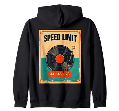 33 45 78 RPM Speed Limit Retro Vinyl Record Turntable DJ Zip Parka