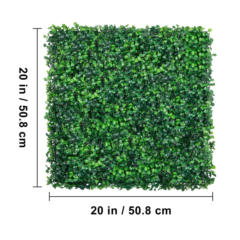 VEVOR Artificial Boxwood Panel UV 24pcs Boxwood Hedge Wall Panels Artificial Grass Backdrop Wall 20" X 20" 4 Cm Green Grass Wall Fake Hedge