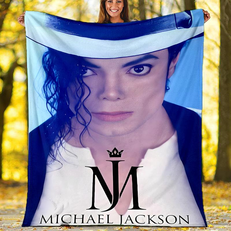 1pc Michael Jackson Theme Blanket - Digital Print, Polyester, Cozy for All Seasons, Perfect for Outdoor, and Travel
