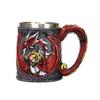 Kufel do piwa ze stali nierdzewnej 600 ml Retro kufel kubek do kawy kubek do herbaty średniowieczny smok żywiczny kubek dla miłośników fantasy