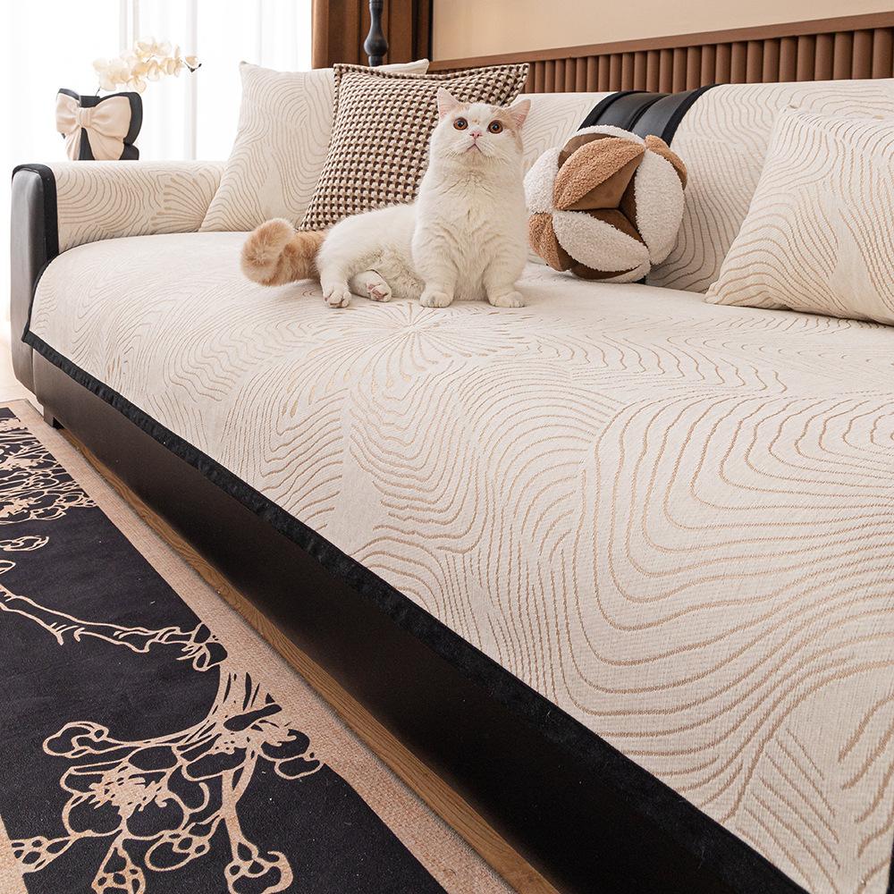 French Chenille Retro Sofa Cushion Simple High-End Light Luxury New Non-Slip Straight Row Sofa Cover Backrest Towel Cover Towel