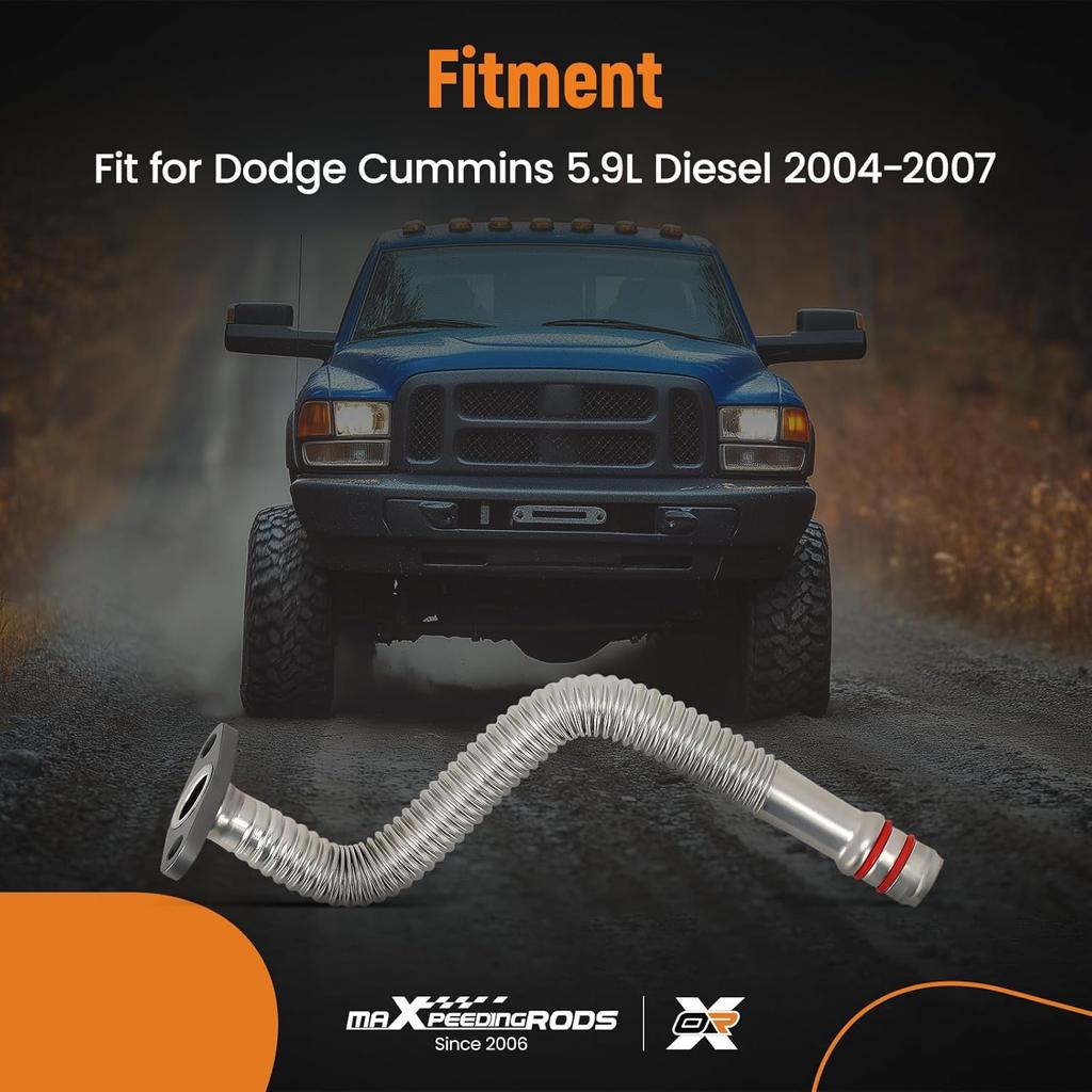 maXpeedingrods Turbo Oil Return Drain Line 5135786AB for Dodge Cummins 5.9L Diesel 2004 2005 2006 2007, Turbocharger Oil Return Hose Line, 3970875