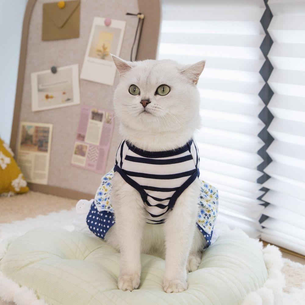 Cute Striped Dog Dress Breathable Pet Princess Lace Skirt Summer Pet Clothes for Puppy Kittens