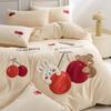 Children'S Thickened Milk Fleece Bed Four-Piece Set Cartoon Bedding Quilt Cover Bed Sheet Dormitory Three-Piece Set