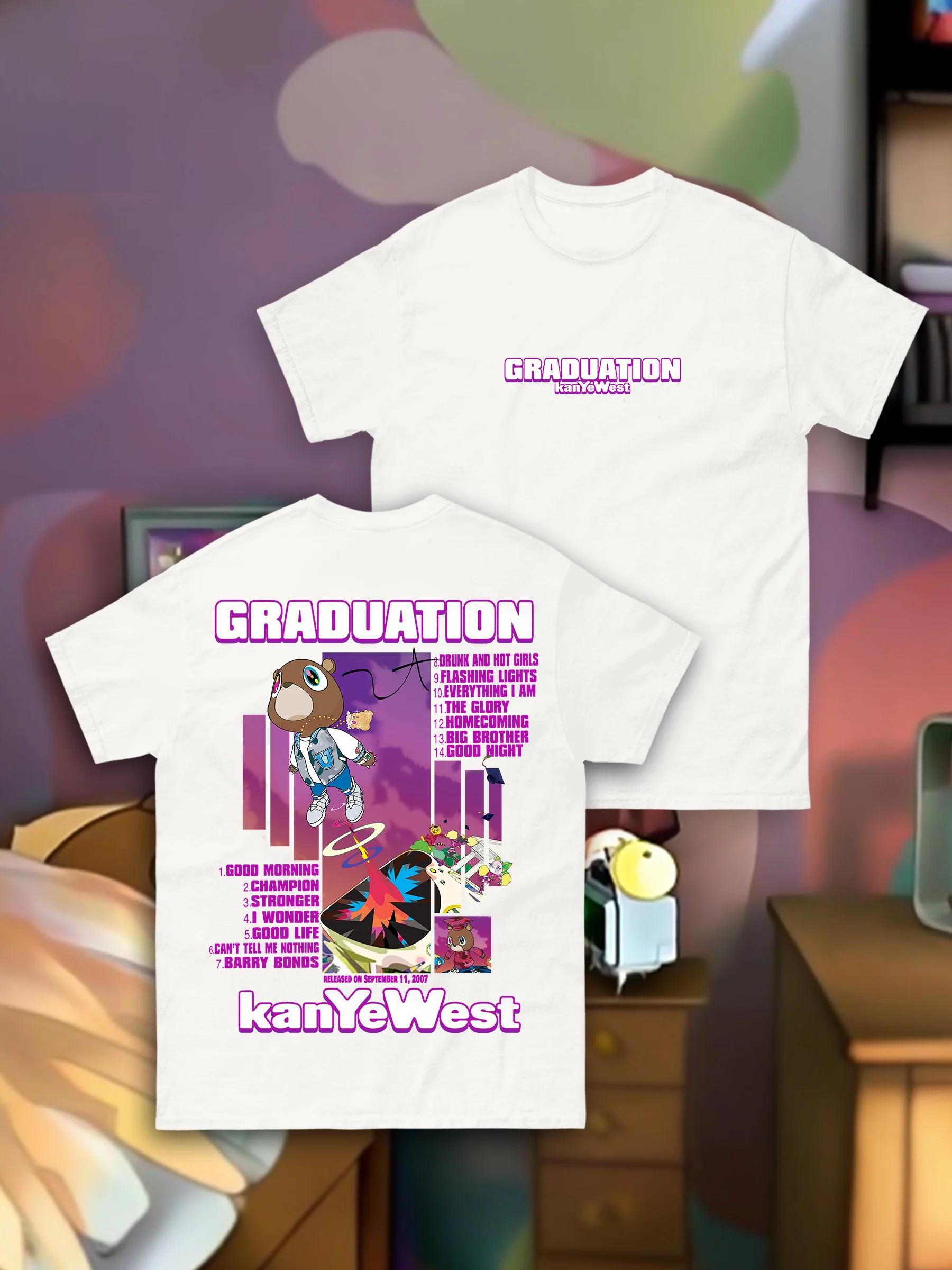 Kanye West Graduation Graphic Tshirt Unisex Women Hip Hop Pop Music Tshirt Casual Cotton Clothes Vintage T Shirts M
