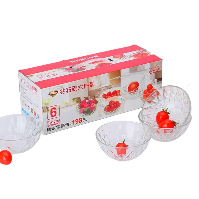 Yueyifang Diamond Glass Bowl 6-Piece Set