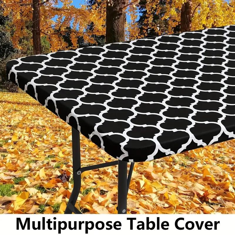 1PC 72x30in Elastic Fitted Tablecloth Oil-proof Wipeable Table Cover for Party Decoration Picnic Camping Outdoor Manteles