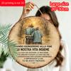 2D Flat, 1pc Round Metal Wreath Sign, Vintage Decor Plaque About "Elderly Couple Spending a Lifetime Together", "Symbol of Love And Support