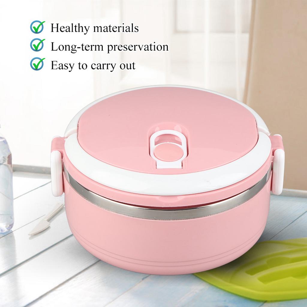Insulated Lunch Box Lunch Box Pink Portable Stainless Steel Thermal Insulated Rice Noddles Lunch Box Single Layer Food Container