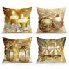 Golden Christmas Decor Pillowcase Printed Polyester 40/45/50cm Throw Pillowcover Decorative Sofa Cushion Pillowslip Home Decor