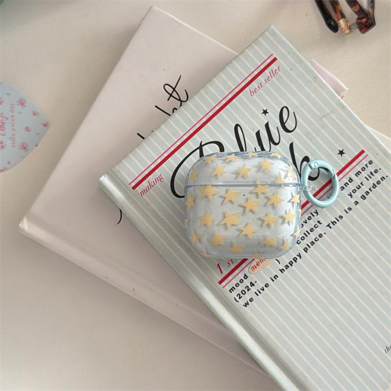 Transparent blue full screen yellow star AirpodsPro1 earphone case for Apple 1/1/1 generation wireless Bluetooth case