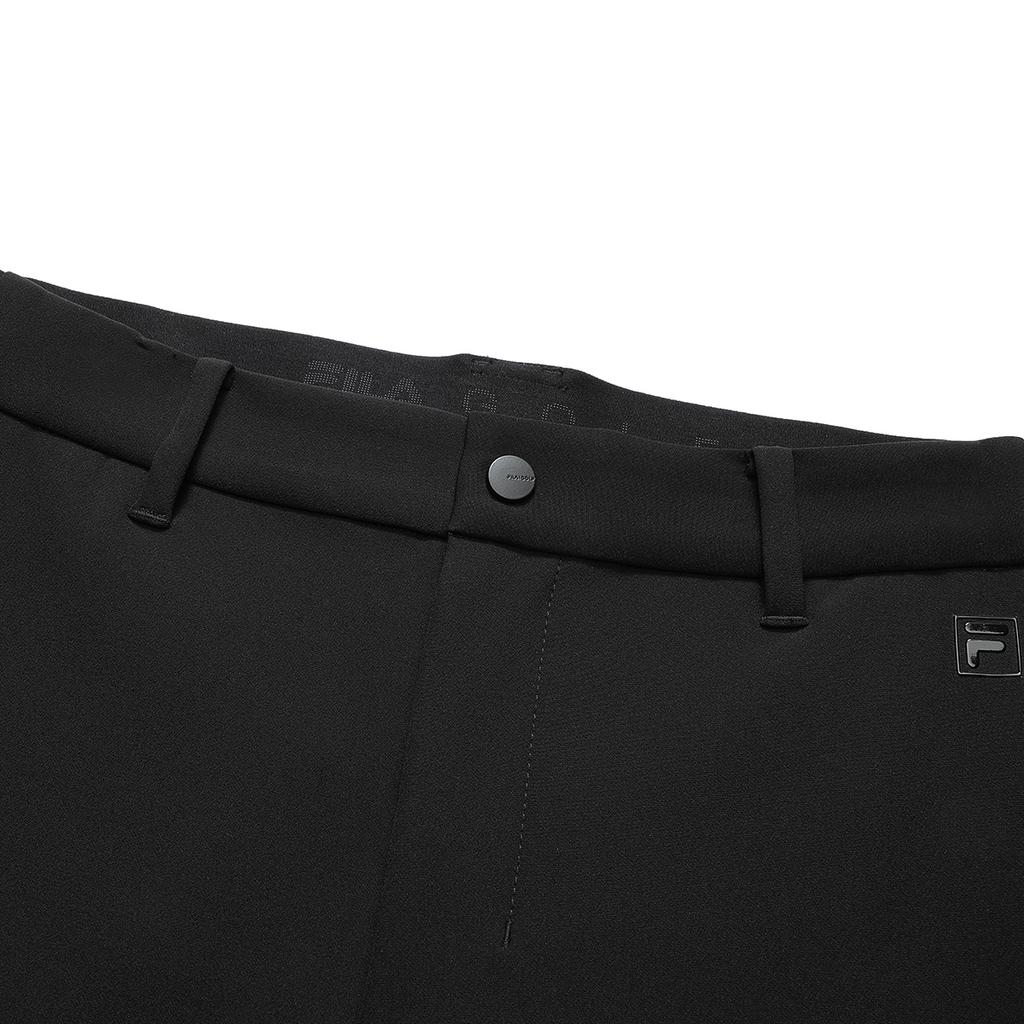 Fila Golf Solid Color Mid Waist Zipper Design Straight Leg Knitted Sports Pants Men Bottoms Deep-Black A11M215810F-BK