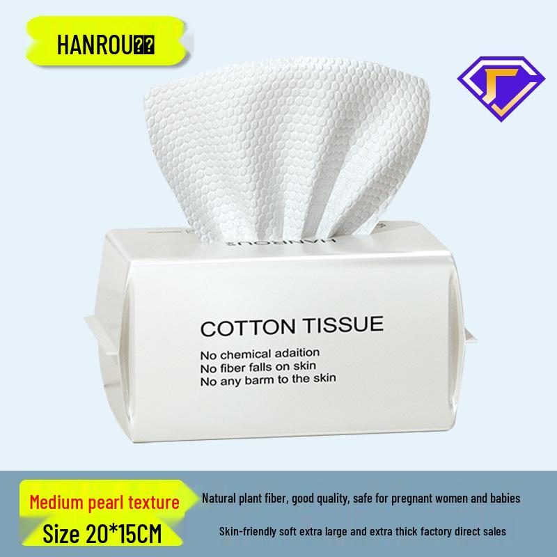 Engångs bomullshandduk för ansiktstvätt: Förtjockad, Mjuk, Dubbelanvändning för Våt- och Torrrengöring