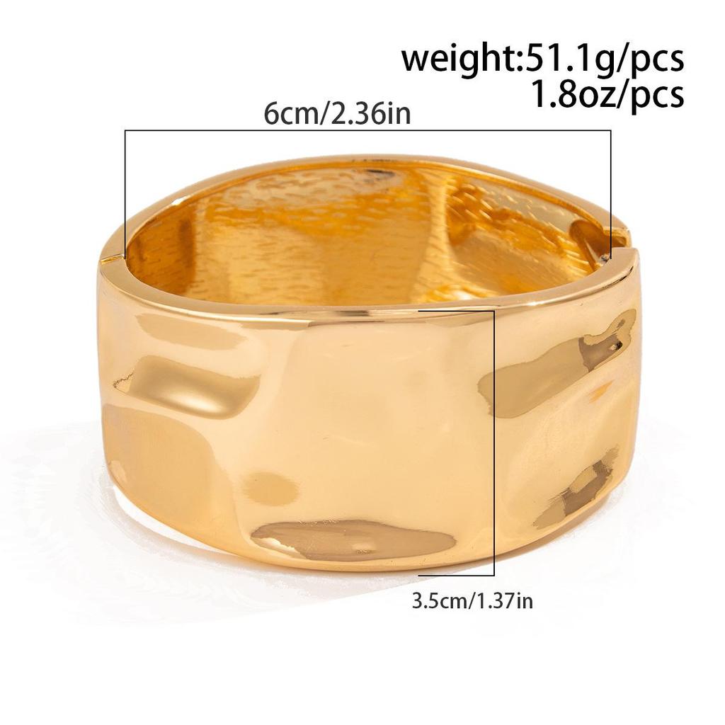 2024 New Fashion Round Wide Grain Bangle Irregular Alloy Open Bracelet Women Gold Silver Creative Handmade Bracelets