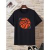 European Size Men's Trendy T-shirt Round Neck Casual Clothing With Basketball Printing For Summer