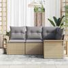 Garden Sofa Set with Cushions 4 Pcs Beige Poly Rattan