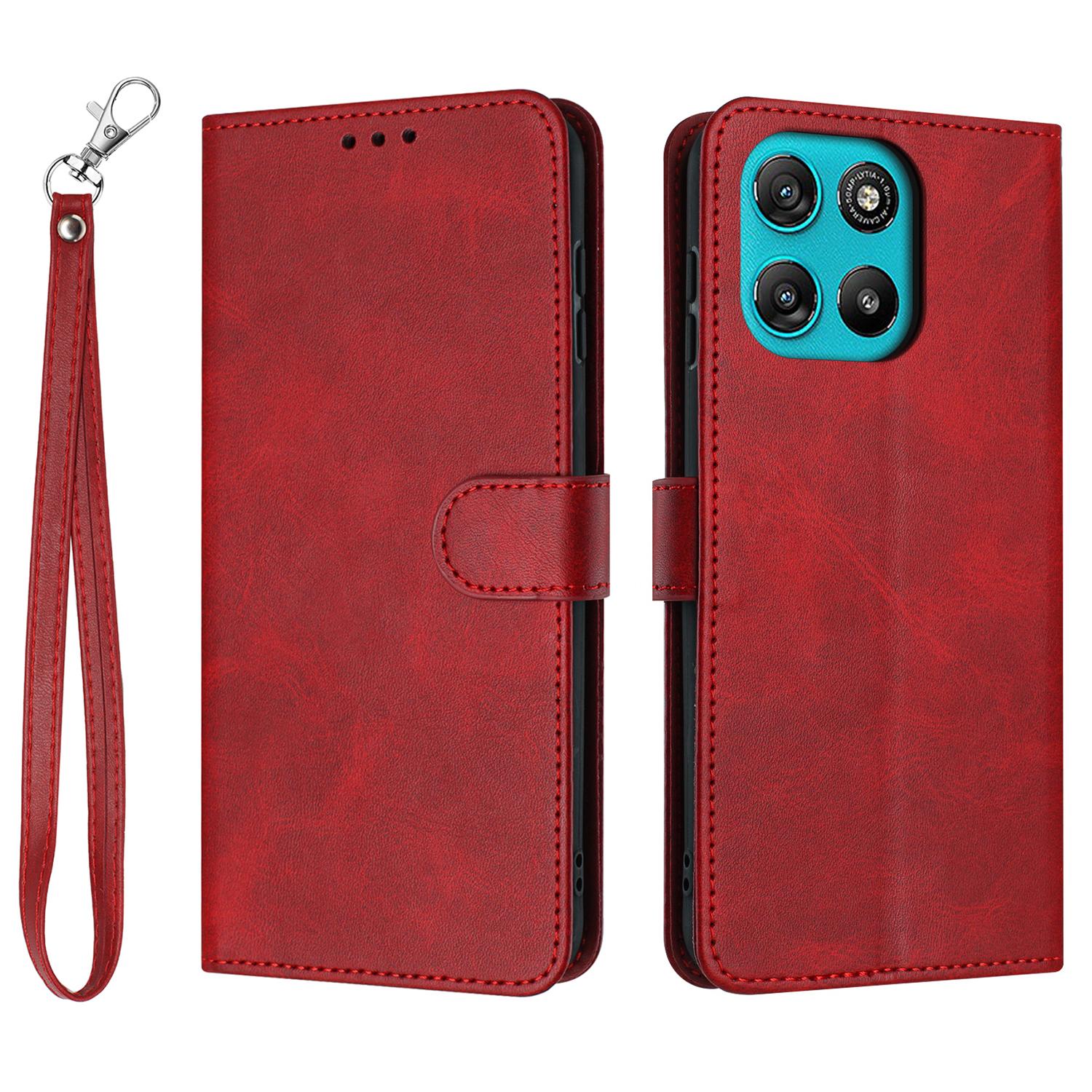 Wallet Case For Motorola Moto G67 Power 5G / G57 Power 5G / G57 5G Flip Stand Calf Texture PU Leather Phone Cover with Strap