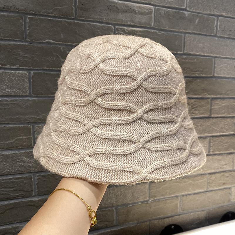 

Весна и Осень Новая Панама Женская Мода Ретро Вязаная Шляпа-Ведро Теплая Панама One size света кофе