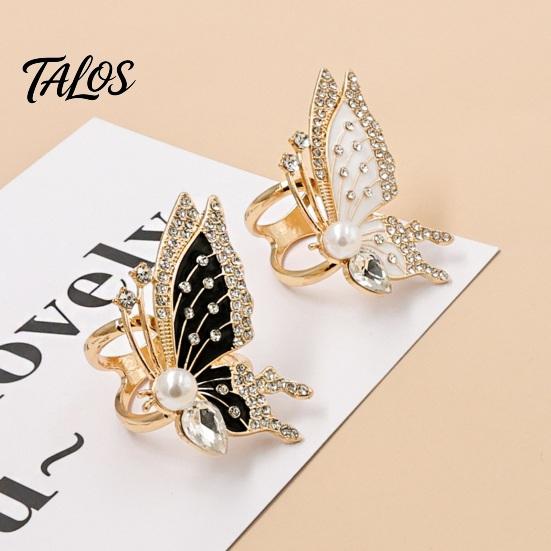 Lightweight Scarf Ring Rhinestone Butterfly Ring, Elegant Slide Sparkling Holder for Women Silk Scarves Shawls Shirts Neckerchiefs Non-slip