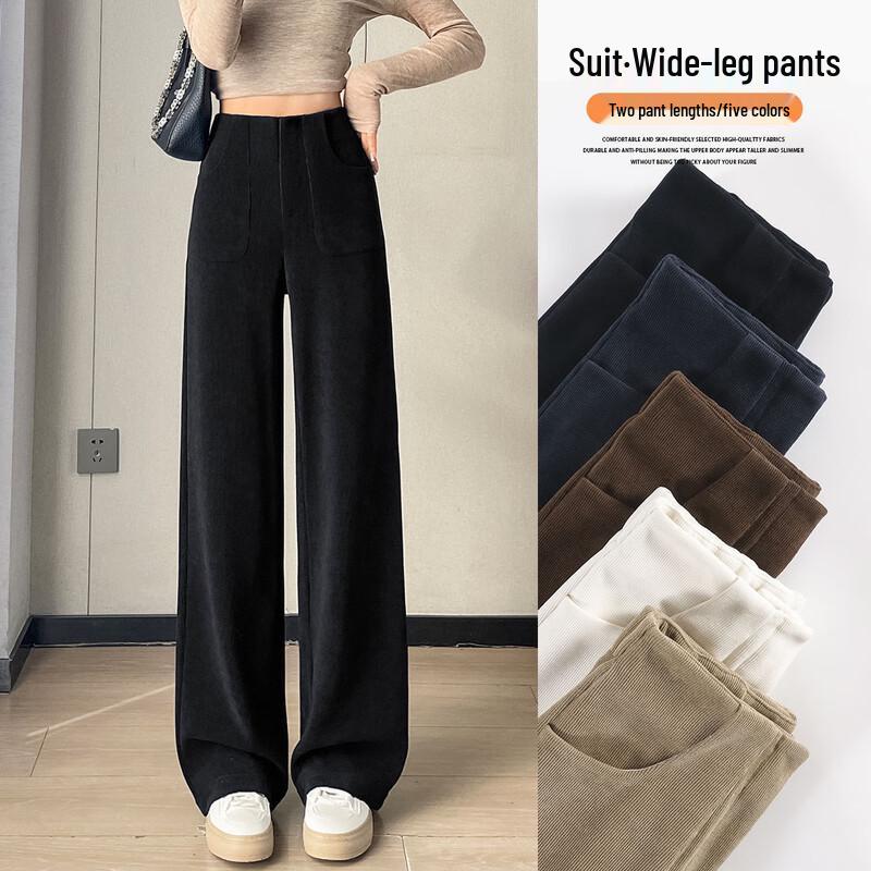 Damskie spodnie codzienne z wysokim stanem i szerokimi nogawkami
