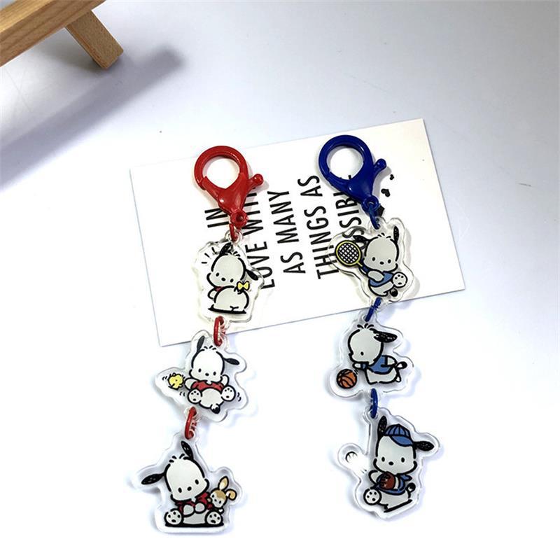 Desene animate Sanrio Anime jucării păpușă drăguț Pochacco breloc sac acrilic pandantiv breloc agățat ornamente feminine inimă accesorii cadou