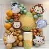 6pcs Cartoon Matte Animal Aluminum Film Balloon Tiger Lion Elephant Giraffe Balloon Forest Theme Party Birthday Party Decoration