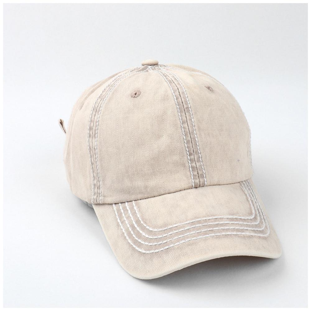 100% Cotton Striped Color-Block Baseball Cap Outdoor Casual Sun-Protective Soft-Peak Cap Trendy for Men and Women One Size бежевый