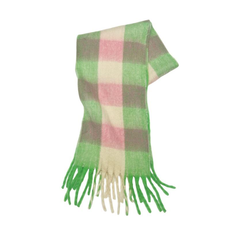 Premium color plaid scarf women's winter warm scarf mohair thickened scarf versatile shawl