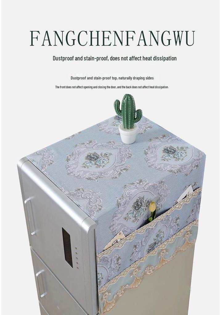 2026 Lace Refrigerator Dust Cover with Storage Pockets - Breathable Heat Dissipation for Single/Double Doors