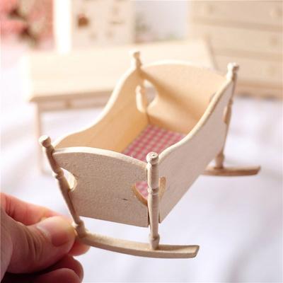 Prop 1: 12 Cradle Cot DIY Simulated Toys Dollhouse Dolls House Miniature Bedroom