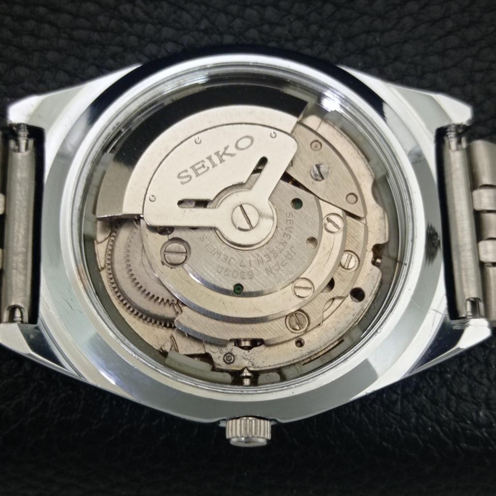 VINTAGE REFURBISHED SEIKO 5 AUTOMATIC 6309A JAPAN MENS BLACK WATCH a442596-1