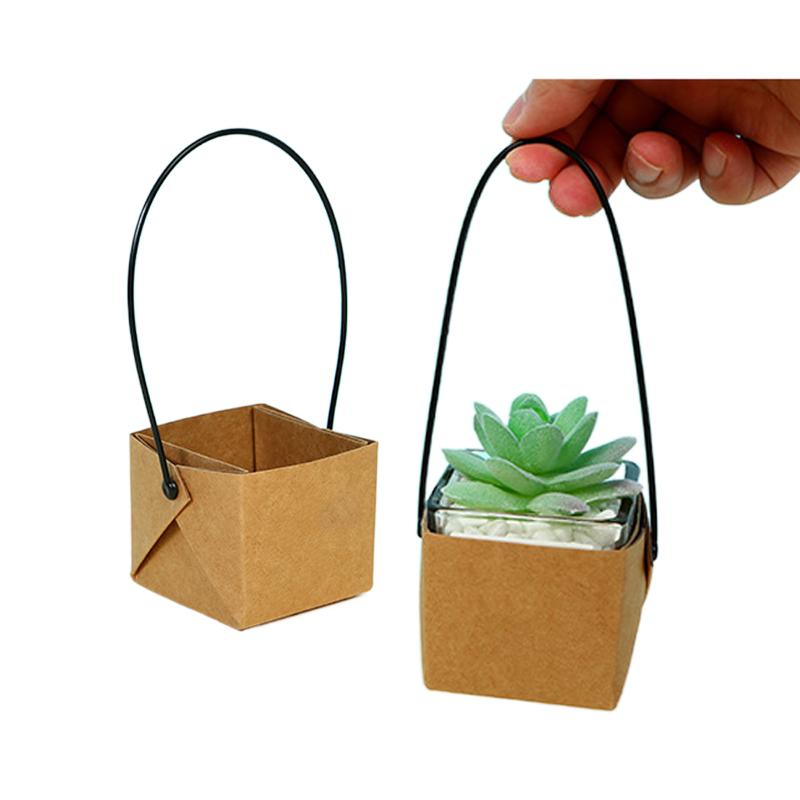 Kraft Paper Succulent Hand-held Paper Box Succulent Potted Plant Box Waterproof Balcony/desktop Decoration Folding Box TMZ