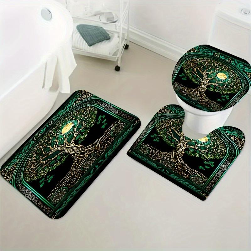 Green Rattan Tree Moonlight Shower Curtain Set | Waterproof Curtain, 12 Hooks, Mold Resistant, Machine Washable, Home Decor