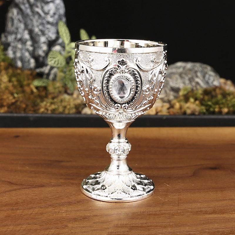 

1Pc Timeless Embossed Metal Chalice Goblet Vintage Wine Champagne Liqueur Cup Perfect For Bars Restaurants Home Decor A6