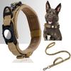 Adjustable with AirTag Holder Tactical Dog Collar, Comfortable Padded and Handle Metal Buckle GPS Collar for Medium Large Dogs