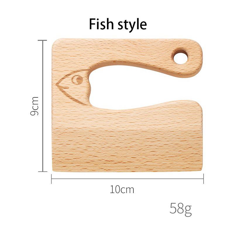 Toddlers Cooking Toys Cat Fish Wooden Knife Cutting Fruit Vegetable Chopper Kitchen Safe Knives Toy Montessori Education Tools