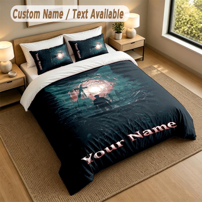 3Pcs Bedding Set Custom Name Text, 1 Sheet 2 Pillowcases Home Bed DecorPet Sematary