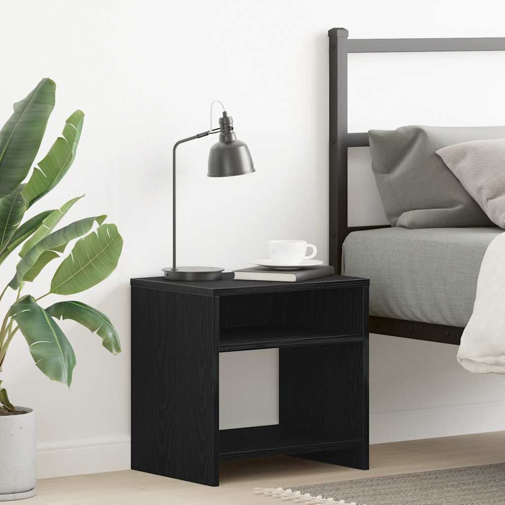 Nightstand Black Oak Effect 40 X 30 X 40 Cm Engineered Wood